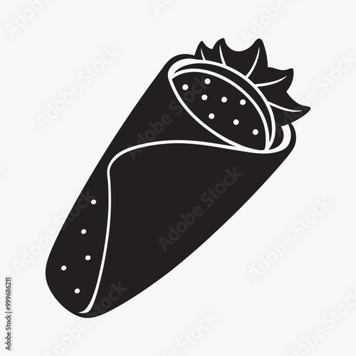 Fast Food Burrito Silhouette Icon  Vector Illustration Burrito Clipart for Prints
