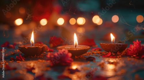 Group of candles on wooden table with rustic background