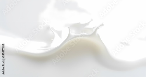 Wave-Shaped Milk Splash Curving Gracefully with Lifelike Reflections