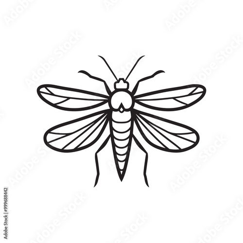 Insect Vector illustration in black and white - Insecta Outline ClipArt Design 