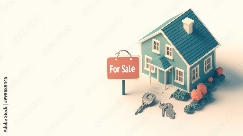 A miniature house model with a A miniature house model with a