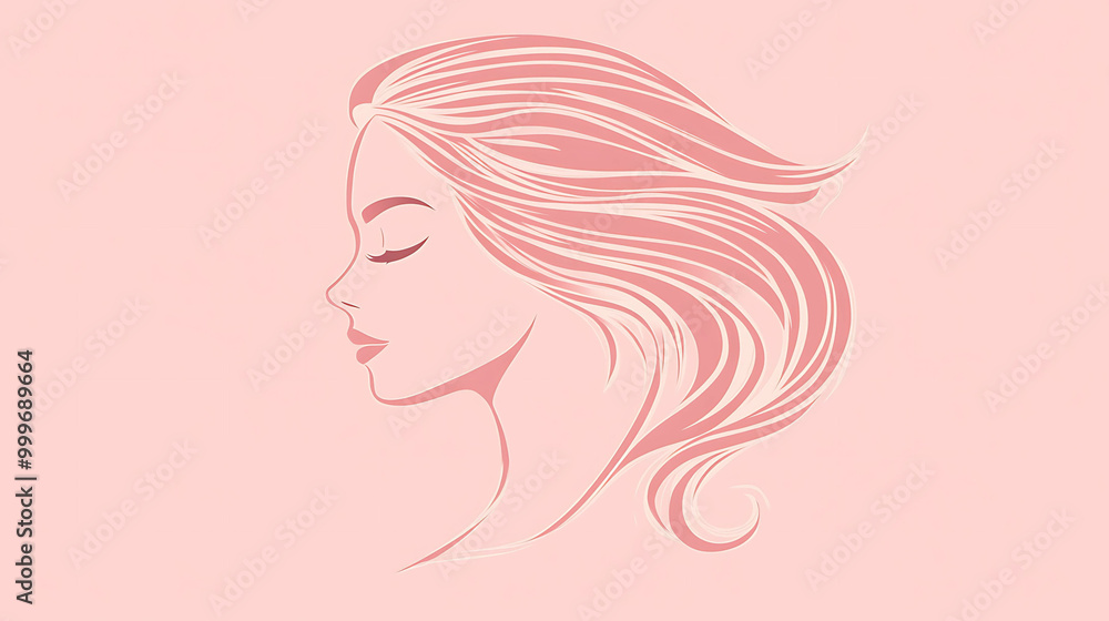 Elegant and simple illustration of a woman's face and hair in profile. Elegant and simple illustration of a woman's face and hair in profile.
