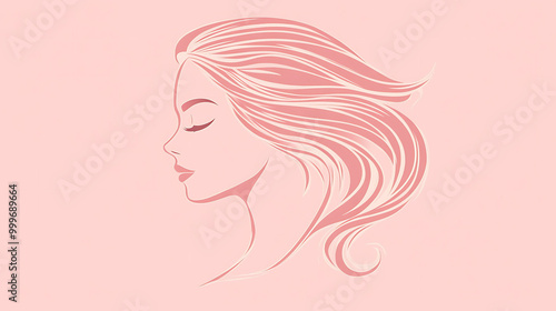 Elegant and simple illustration of a woman's face and hair in profile.