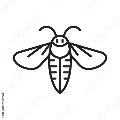 Insect Vector illustration in black and white - Insecta Outline ClipArt Design
