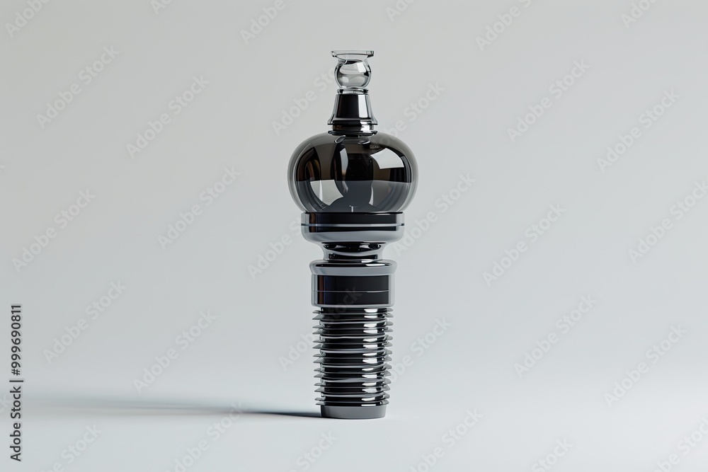 3D render of a dental implant being installed into a model of the gum 3D render of a dental implant being installed into a model of the gum