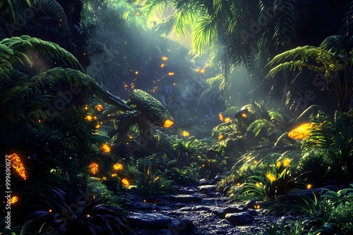 Wallpaper Mural Magical Forest with Glowing Fireflies Torontodigital.ca