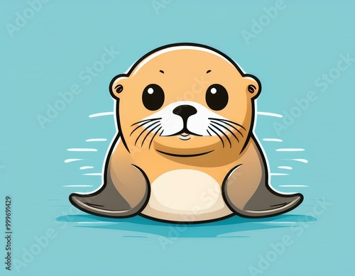 cute sea lion logo vector photo