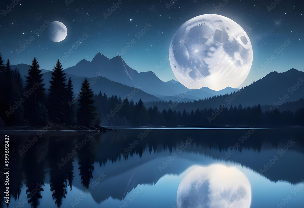 Full moon reflect on water at night Full moon reflect on water at night