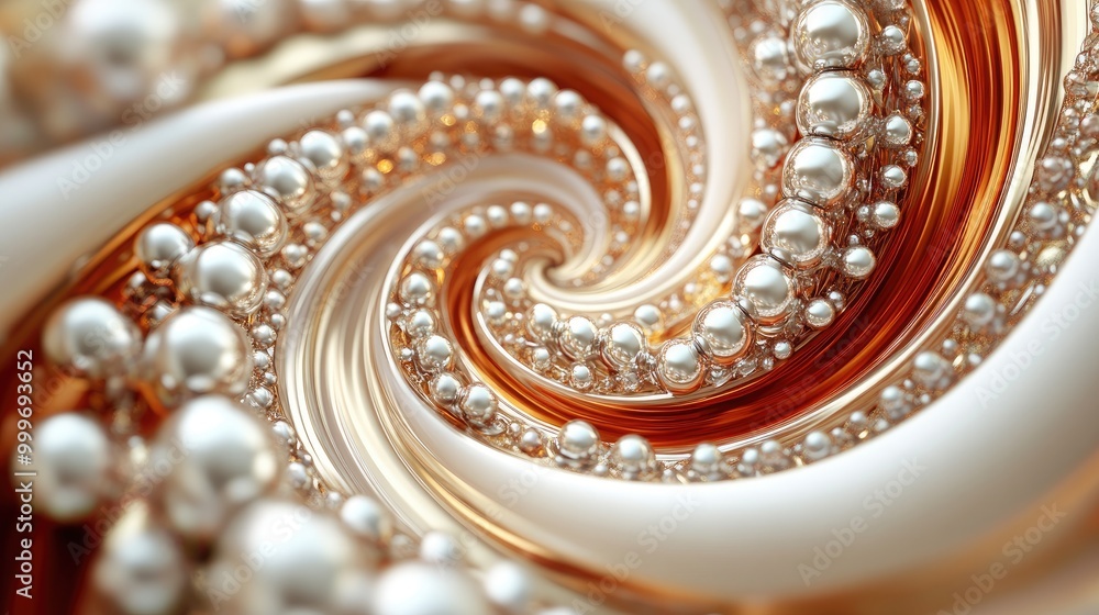 Pearls in swirling trails form a stunning abstract pattern against a jewelry motif background, creating a captivating visual for an artistic showcase Pearls in swirling trails form a stunning abstract pattern against a jewelry motif background, creating a captivating visual for an artistic showcase