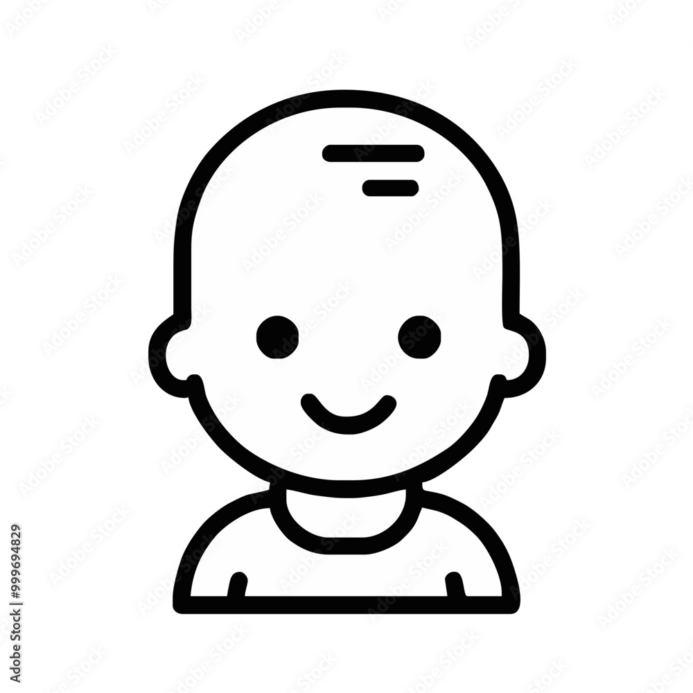Outlined Baby Face Icon with Minimalist Design
Outlined Baby Face Icon with Minimalist Design