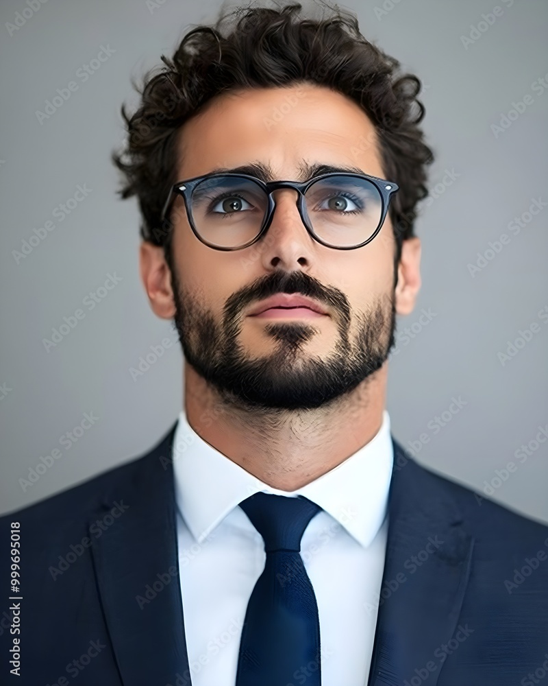 Confident businessman in a formal suit and glasses Confident businessman in a formal suit and glasses