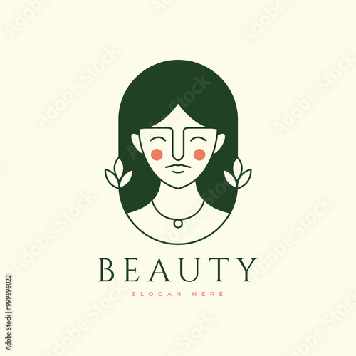 beauty woman hair salon spa logo design minimal vector