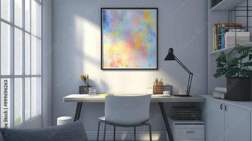 Obraz premium A minimalist office nook with Scandinavian flair