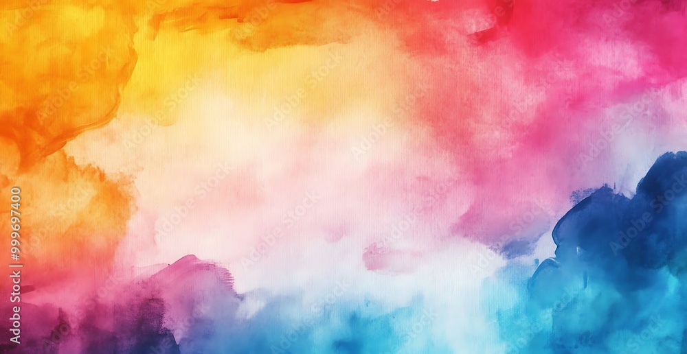 Fototapeta premium Warm and cool tones collide in this brightly colored watercolor texture representing energy and passion