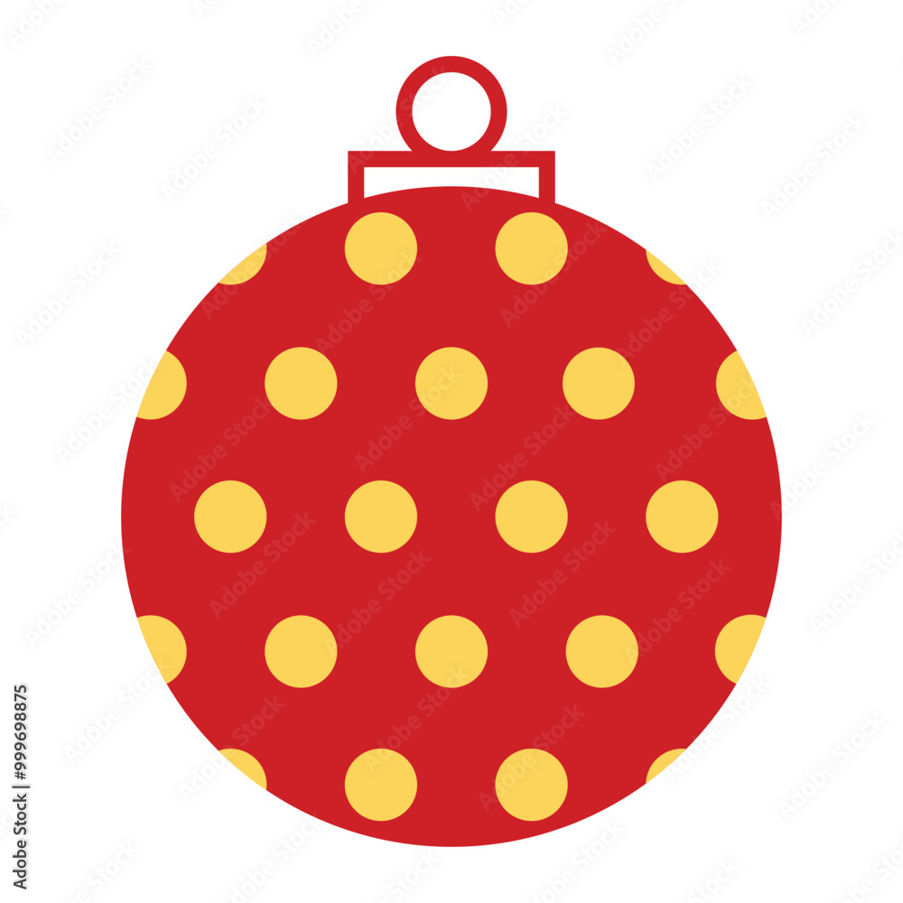 Decorative Christmas Ball in Flat Style | Red and Golden Festival Decorating Elements | Vector Illustration Decorative Christmas Ball in Flat Style | Red and Golden Festival Decorating Elements | Vector Illustration