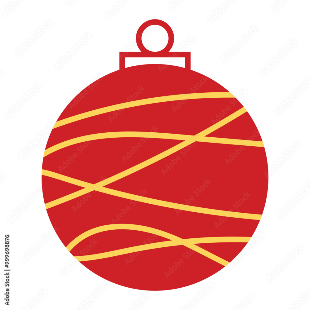 Decorative Christmas Ball in Flat Style | Red and Golden Festival Decorating Elements | Vector Illustration Decorative Christmas Ball in Flat Style | Red and Golden Festival Decorating Elements | Vector Illustration
