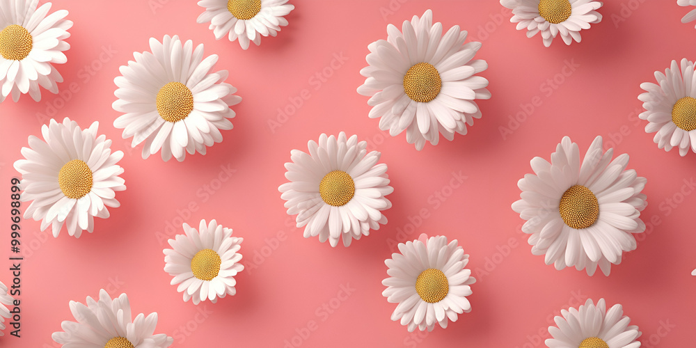 Pink Background with White Daisy Pattern Pink Background with White Daisy Pattern