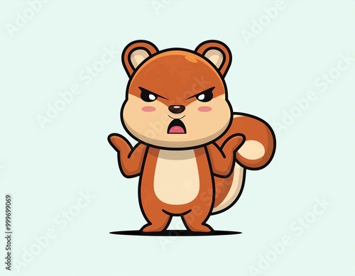 Cute squirrel character with angry expression vector