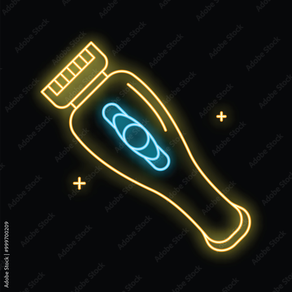 Glowing neon line electric shaver for men icon isolated on black background, vector illustration Glowing neon line electric shaver for men icon isolated on black background, vector illustration