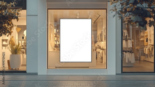 Shrit shop with mockup billboard for promote product advertisement in white tone. photo