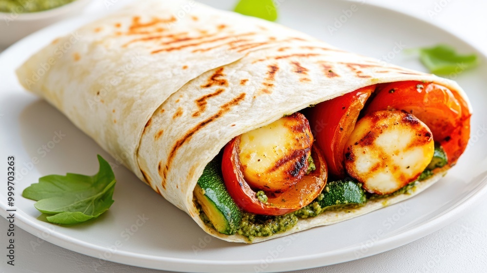Grilled Vegetable Wrap with Fresh Ingredients Grilled Vegetable Wrap with Fresh Ingredients