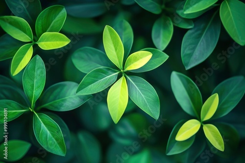 Blurred green ixora leaves background - generative ai