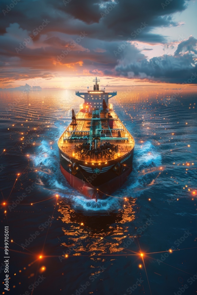 Obraz premium A large cargo ship sailing through calm waters