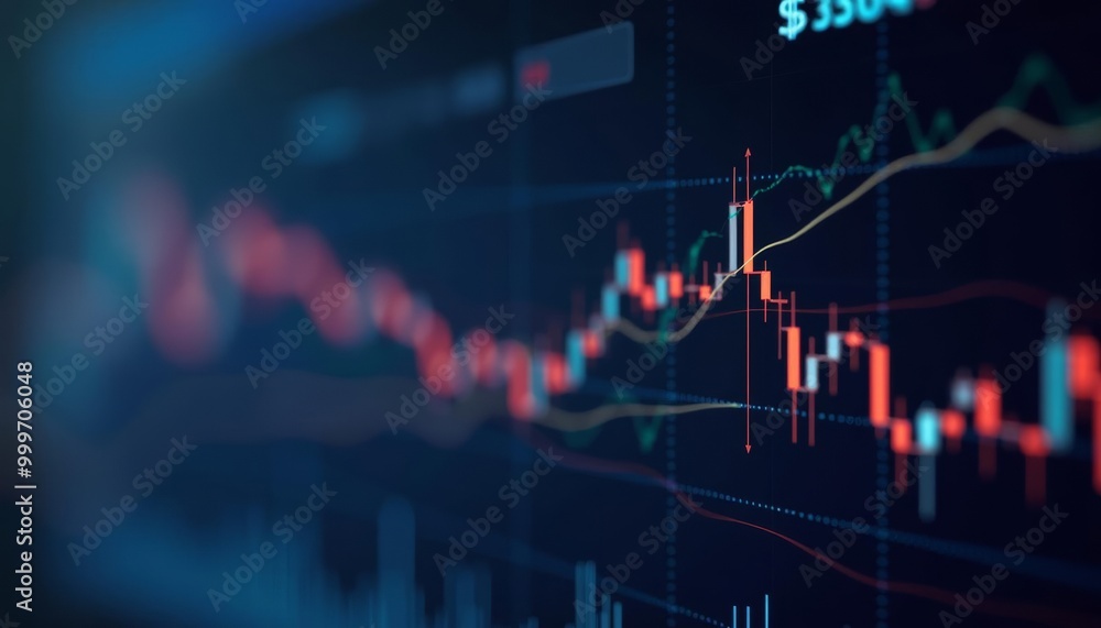 Fototapeta premium Dynamic financial market data on a digital display