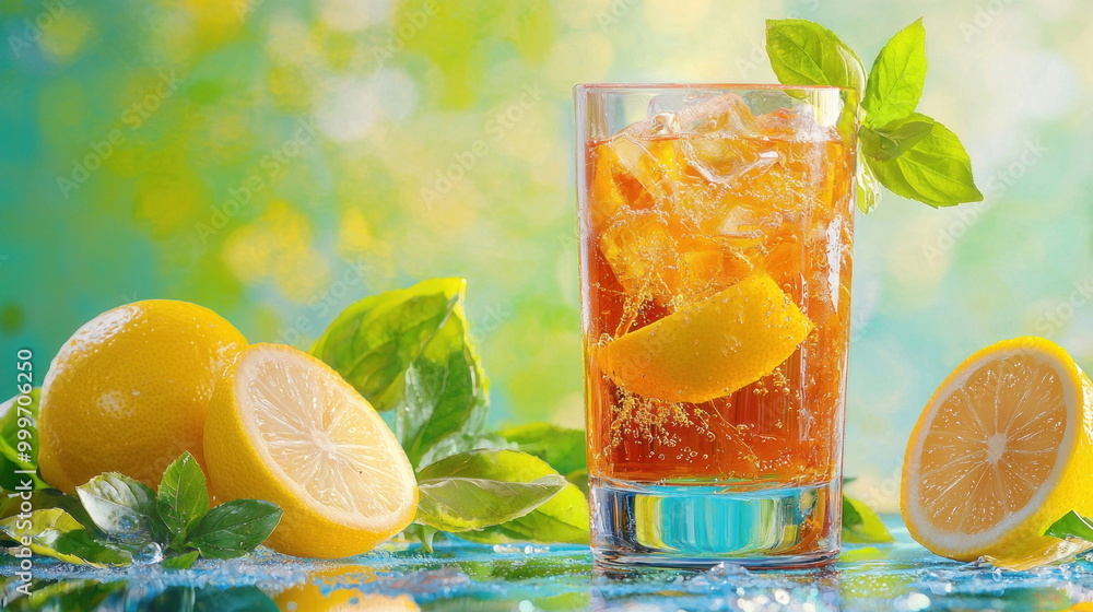 Iced Tea with Lemon and Mint. Iced Tea with Lemon and Mint.