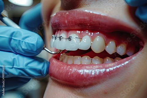 3D render of a dental implant being installed into a model of the gum