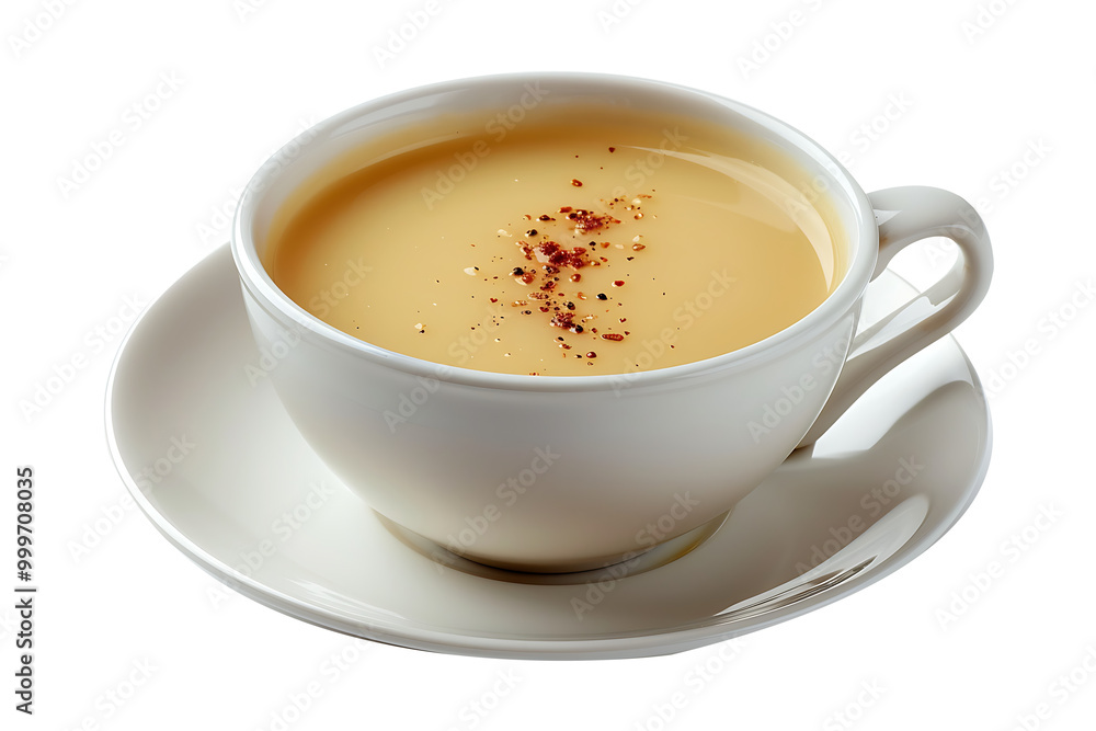 Spiced celeriac soup in a white ceramic bowl Spiced celeriac soup in a white ceramic bowl