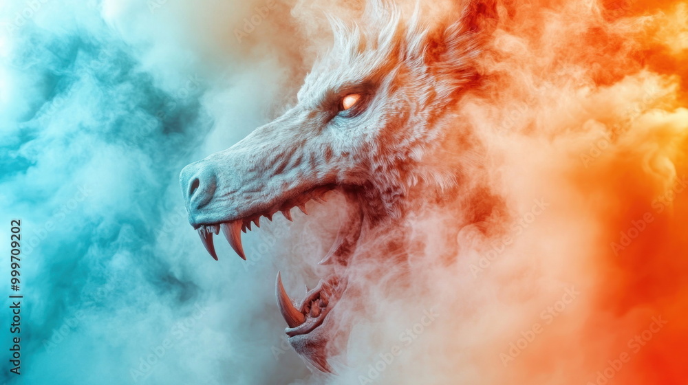 Fototapeta premium Wolf in Smoke.