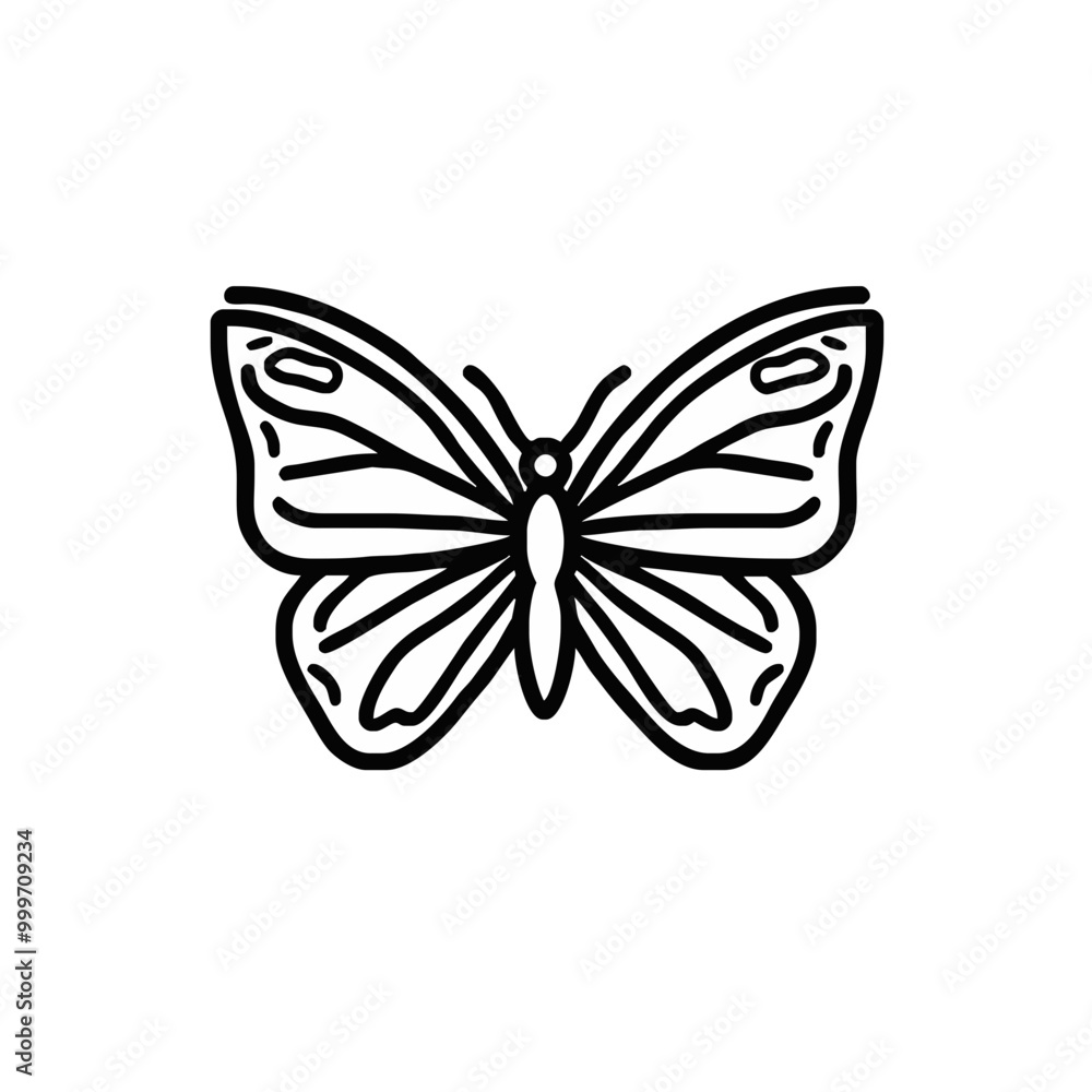 Detailed Butterfly Outline Icon in Black and White
Detailed Butterfly Outline Icon in Black and White