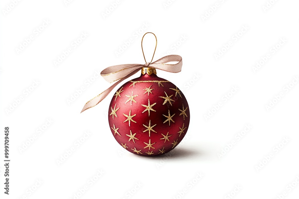Red Christmas ornament, white isolated background Red Christmas ornament, white isolated background