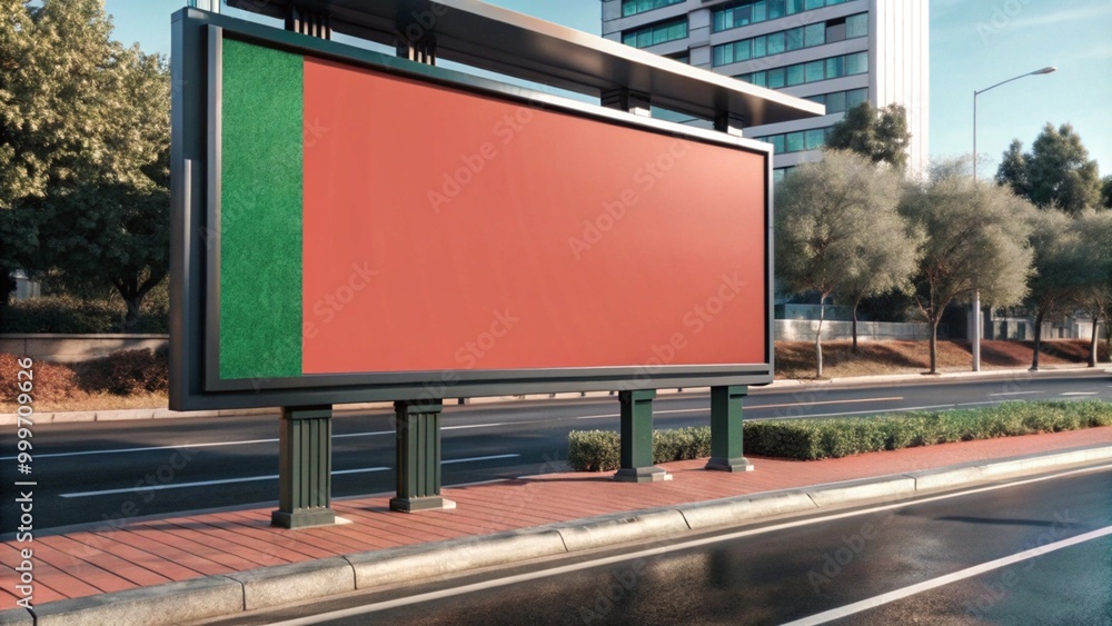 Mockup Green screen Billboard Advertisement on the side of the road Mockup Green screen Billboard Advertisement on the side of the road