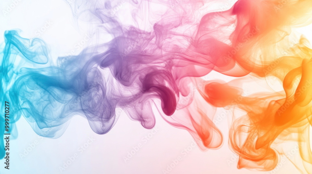 Fototapeta premium Abstract colorful smoke swirl on white background.