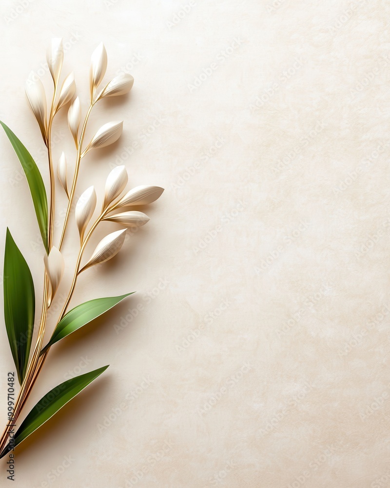 Elegant Botanical Line Art on Textured Neutral Background Elegant Botanical Line Art on Textured Neutral Background