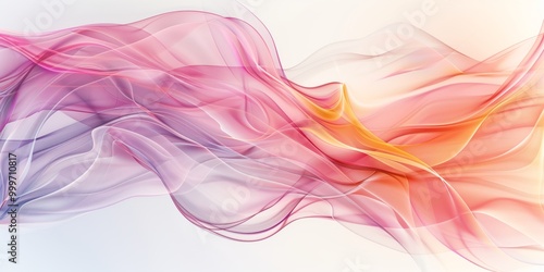 Vibrant abstract swirls in shades of pink, purple, and orange creating a dynamic visual effect on a light background