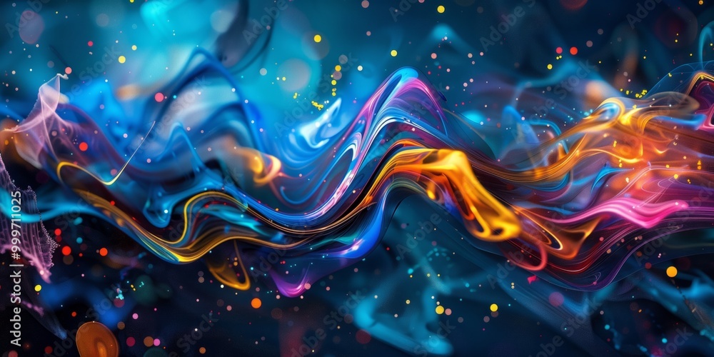 Colorful abstract waves swirl through a dark background creating a vibrant and dynamic visual experience Colorful abstract waves swirl through a dark background creating a vibrant and dynamic visual experience