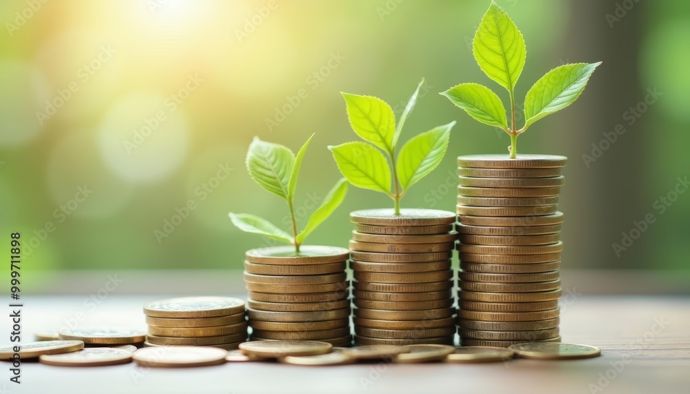 Growth from small beginnings Money and plants symbolize prosperity and development Growth from small beginnings Money and plants symbolize prosperity and development