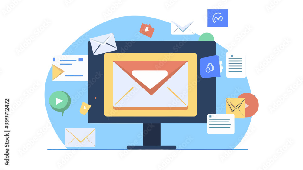 Email Scheduler Queue Concept with Notifications and Mail Icons Flat Vector Illustration for Business Communication and Digital Marketing Strategy Email Scheduler Queue Concept with Notifications and Mail Icons Flat Vector Illustration for Business Communication and Digital Marketing Strategy
