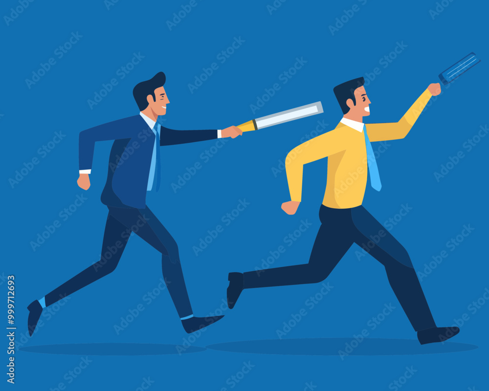 Business Outsourcing Concept Illustration - Boss Passing Baton to Remote Team - Flat Minimalist SVG Vector Business Outsourcing Concept Illustration - Boss Passing Baton to Remote Team - Flat Minimalist SVG Vector