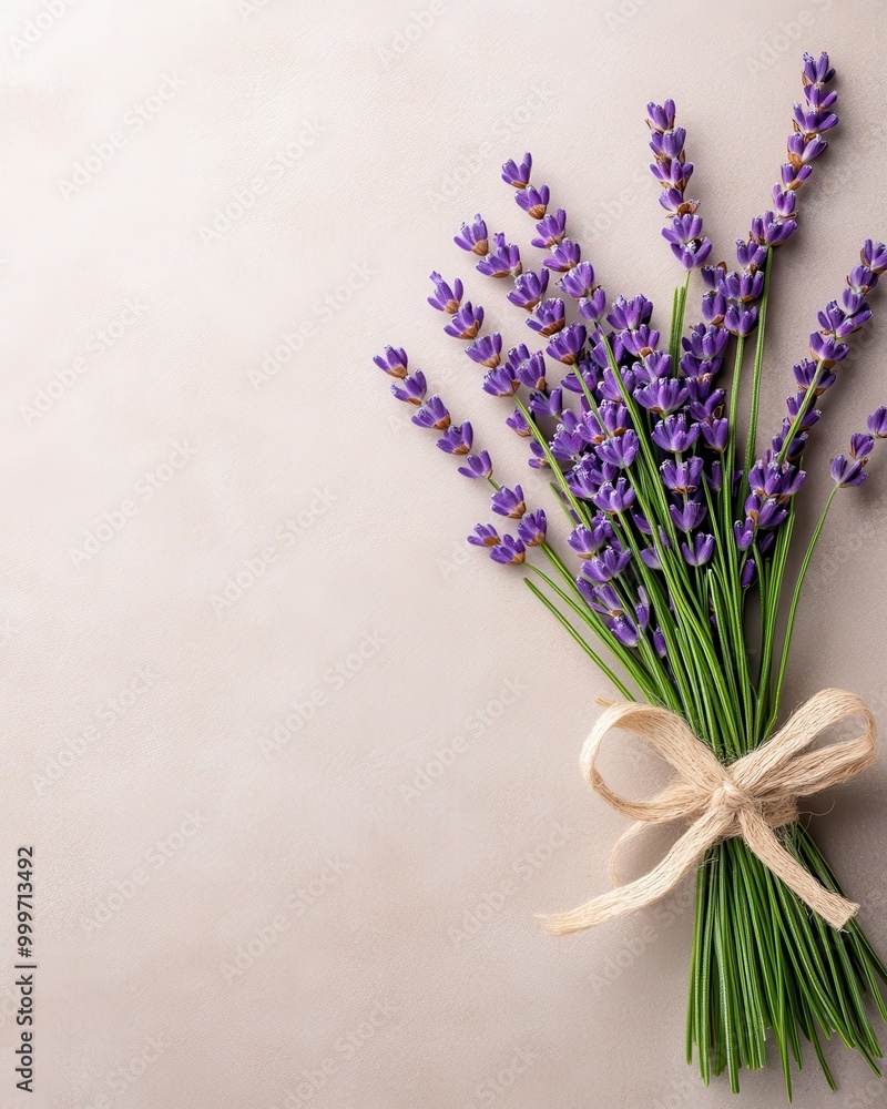Fototapeta premium Bundled Lavender Stems on Weathered Paper Background