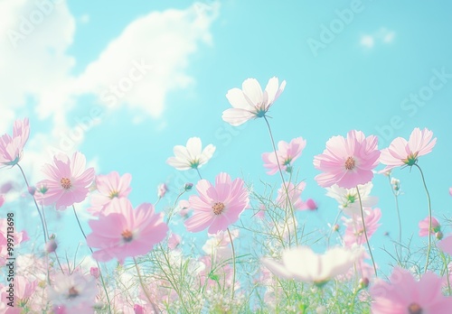 Pink Cosmos Flowers.