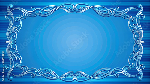 Blue curve frame template vector