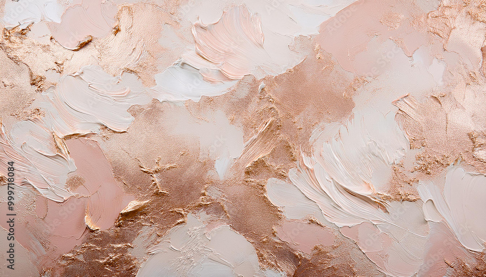 Fototapeta premium Venetian plaster background texture in shades of cream and rose gold