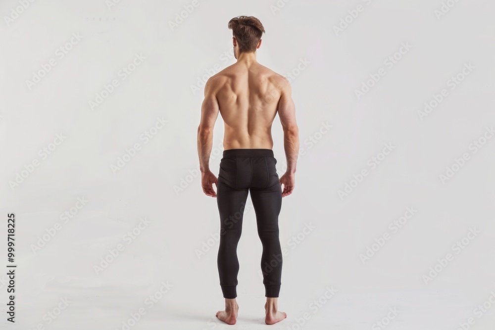 A person stands in front of a white background, wearing no shirt A person stands in front of a white background, wearing no shirt