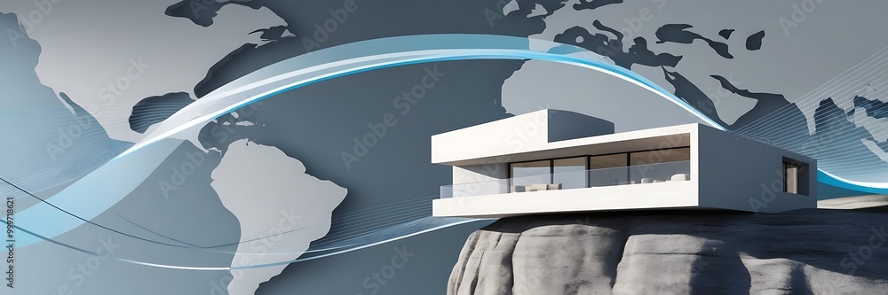 Fototapeta premium A model building surrounded by coins and a graph showing an upward trend in property prices