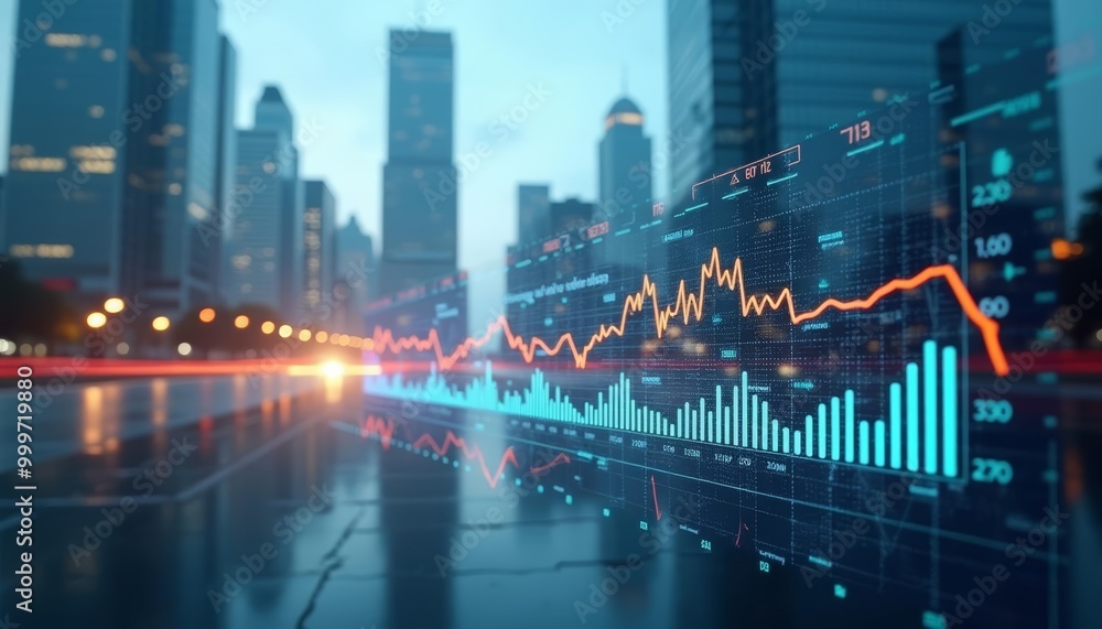 Cityscape meets financial data A digital future in motion Cityscape meets financial data A digital future in motion