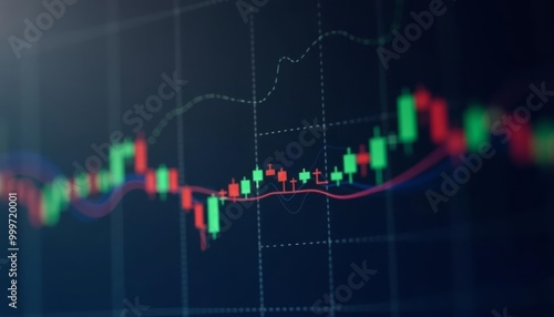  Dynamic financial market graph with fluctuating stocks and indices